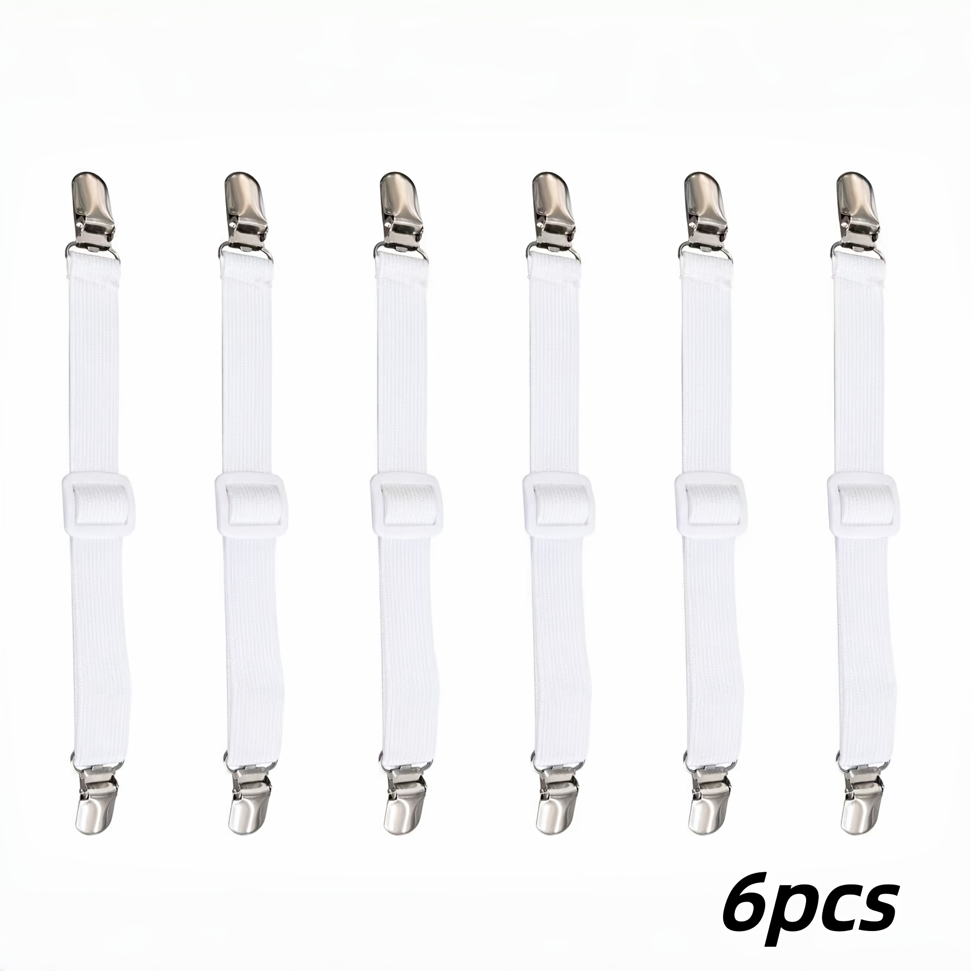 TEMU 6 Attaches-draps élastiques réglables , avec fermoirs à pince bec de canard. Convient pour matelas, draps, draps-housses, coussins de canapé,