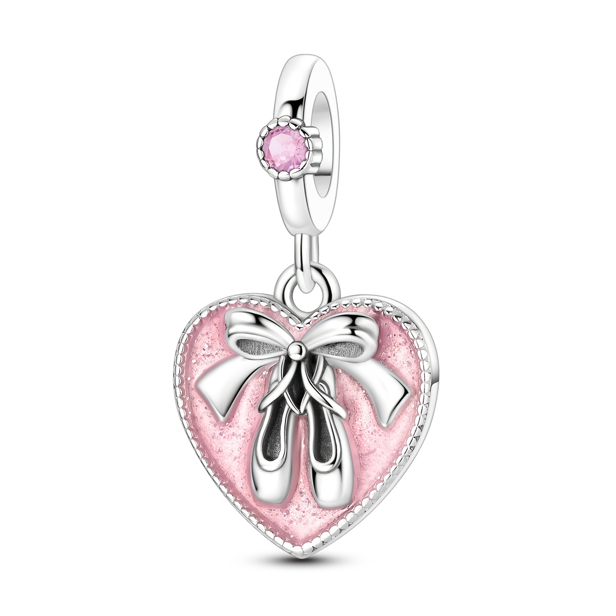 TEMU 1 pz. Design Originale Argentato Ciondoli Perline per Donne Scarpe da Ballo Cuore Ciondoli Eleganza Gioielli Regali Scatola Imballaggio per