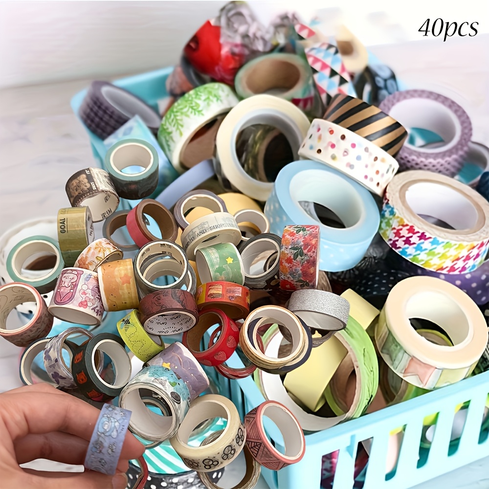Image of 40pcs/lot Washi Tape Sets, Scrapbooking Masking Adhesive Tapes, Paper Japanese Kawaii Stationery Stickers, School Supplies, Random Pattern (40 Rolls Of Random Pattern Washi Tape)