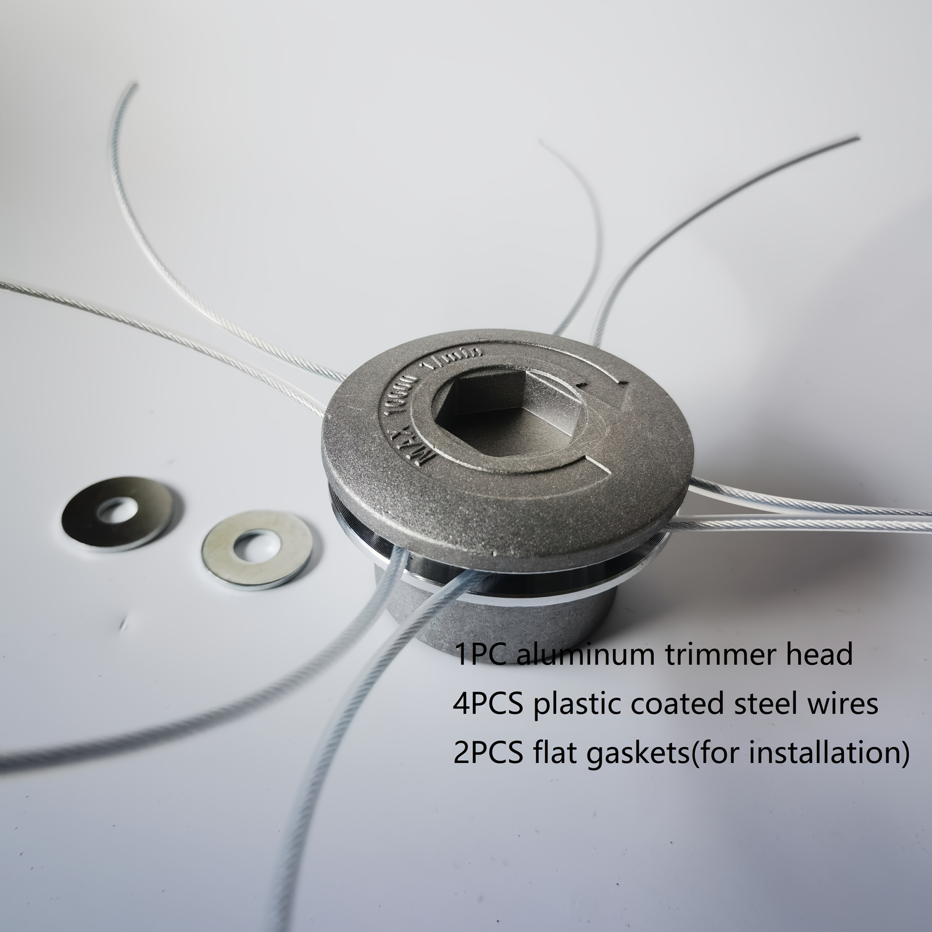 TEMU 1pc Aluminium Trimmer Head With 4pcs Plastic Coated Steel Wires,heavy Duty Universal Aluminum Automatic Strimmer Head,garden Lawn Grass Mowing