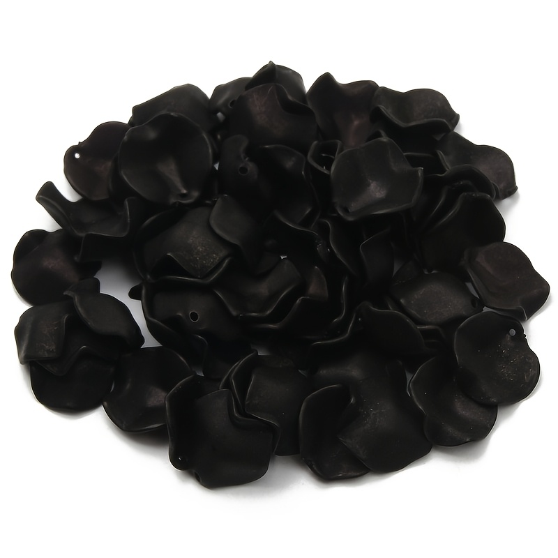TEMU 200pcs 15Mm Perles Acryliques Noires Grande Taille de Pétale, Fabrication de Bijoux, Bracelet Collier Pendentif Fait Main, Ajouts de Bijoux Fait
