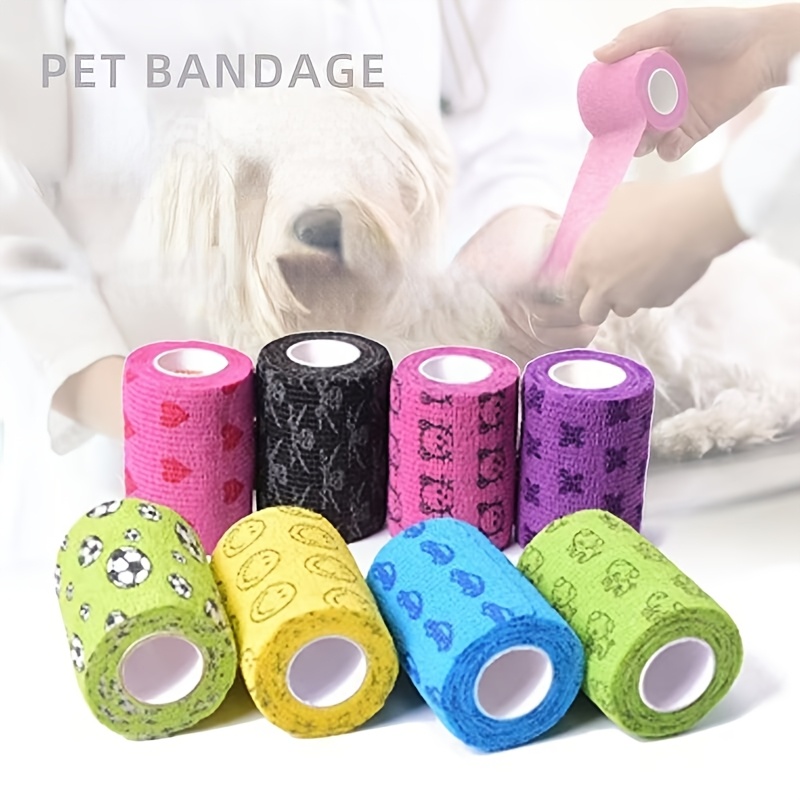 5 Rolls/set, 7.5cm Wide Pet Bandages, Breathable Non-woven Fabric, Dog Wrapping Bandages for Dog Walks, Shoe Covers, Leg Bindings for Dirt and Slip Prevention, Pet Claw Covers for Indoor Floor Protection, Suitable for All Dog Sizes