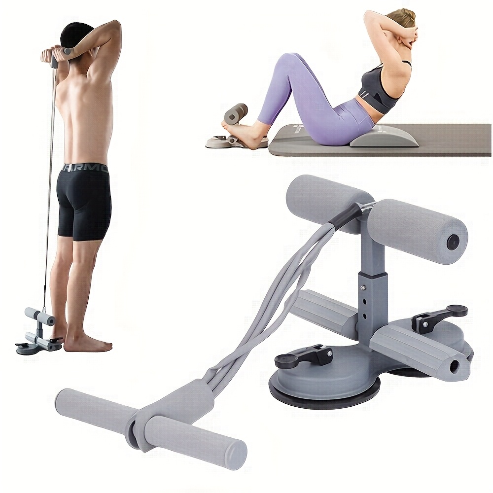 带有 2 个强力吸盘和可调式脚架的便携式仰卧起坐杆 - 用于腹肌、核心、手臂、腿部训练的张力绳健身器材 - 女性/男性的家庭健身房健身装备，防滑设计，小巧运动工具 商品详情 3