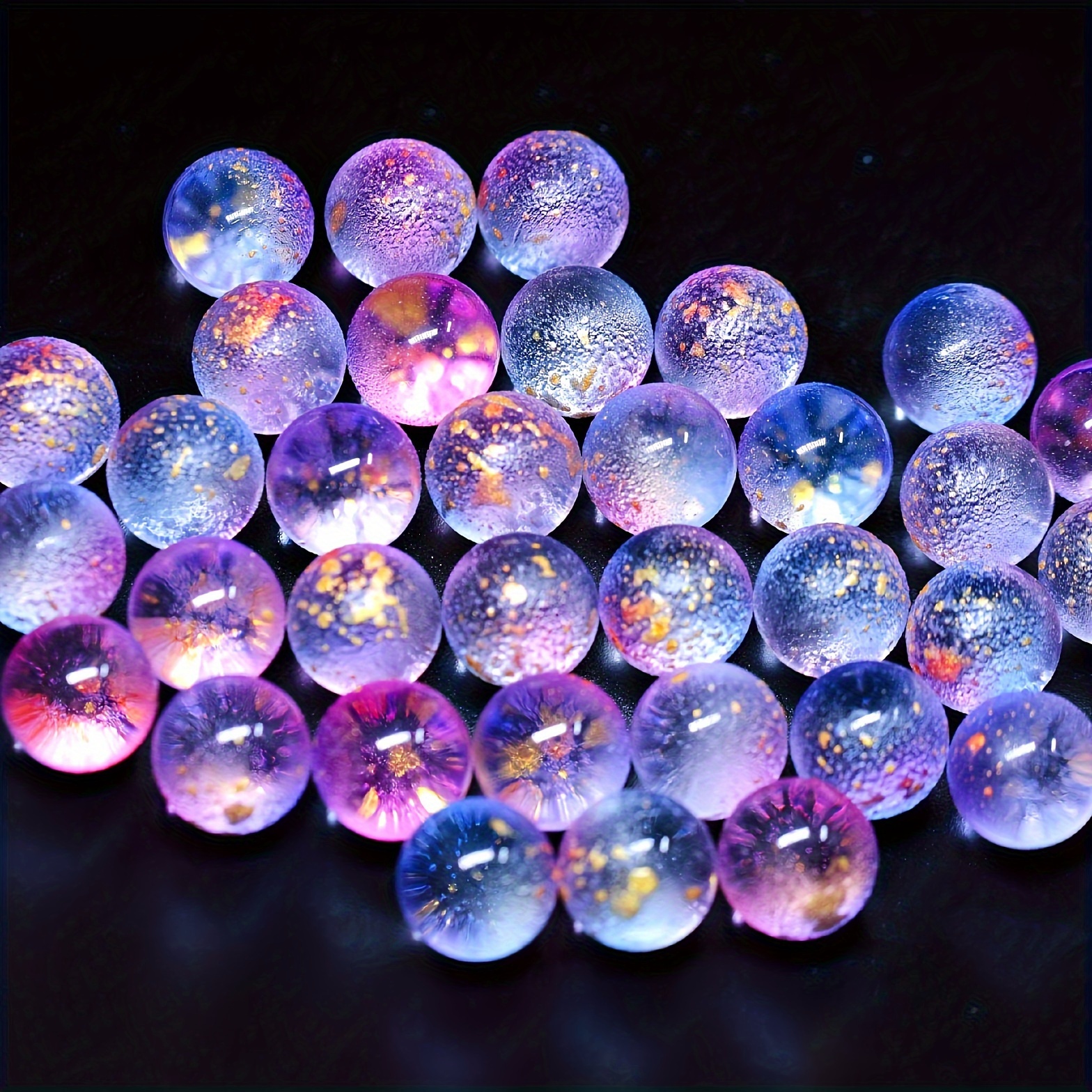 50 Sparkling Glass Decorative Stones For Crafts, 12mm Luminous Beads For Jewelry Making, Bracelets, Home Decor, Fireplace Decoration - Non Drilled Glass Marble