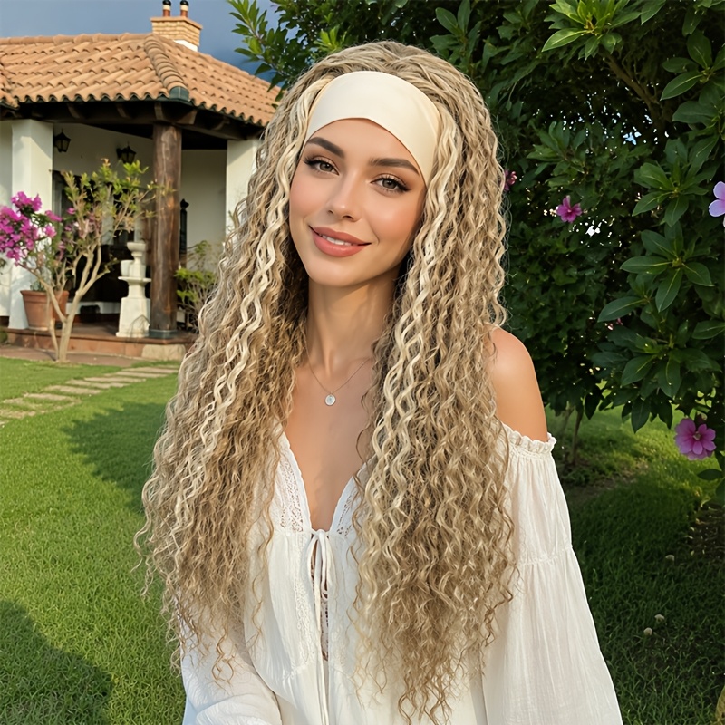 Image of Women's Headband Wig With Curly Hair - Hairpiece, Perfect For Daily Party Costume , Hairstyle For Occasions