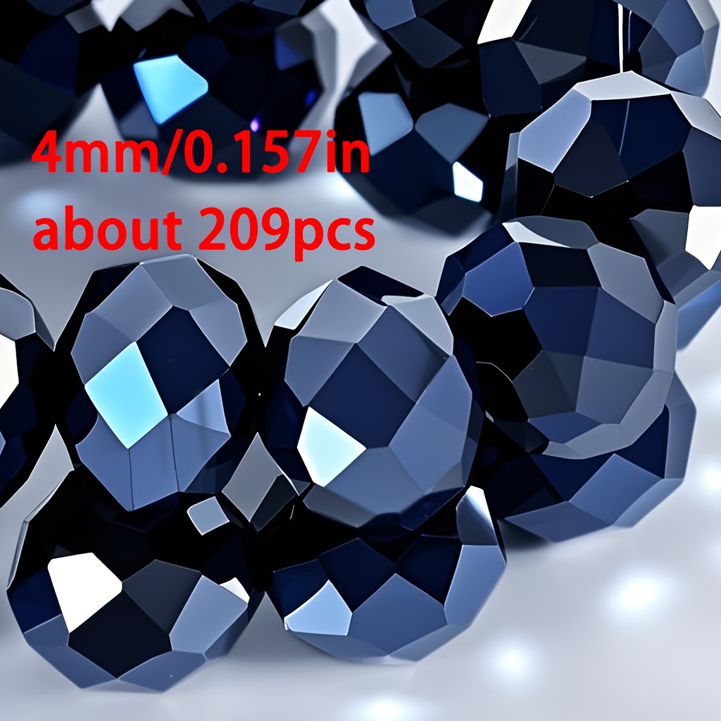 TEMU Perles et assortiments de perles : 209/159/121 pièces, 3*4/5*6/6*8 mm, perles plates autrichiennes lisses bleu-noir avec trous, perles de haute