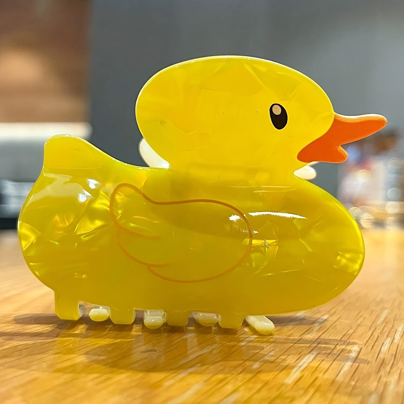 TEMU 1pc Cute Yellow Duck Acrylic Hair Clip - Stylish Back With Orange Beak & Black Eye, Half-tied Hair, Fashionable Hair Accessory Gift, Stylish Hair Accessory | Accessory | Smooth Texture