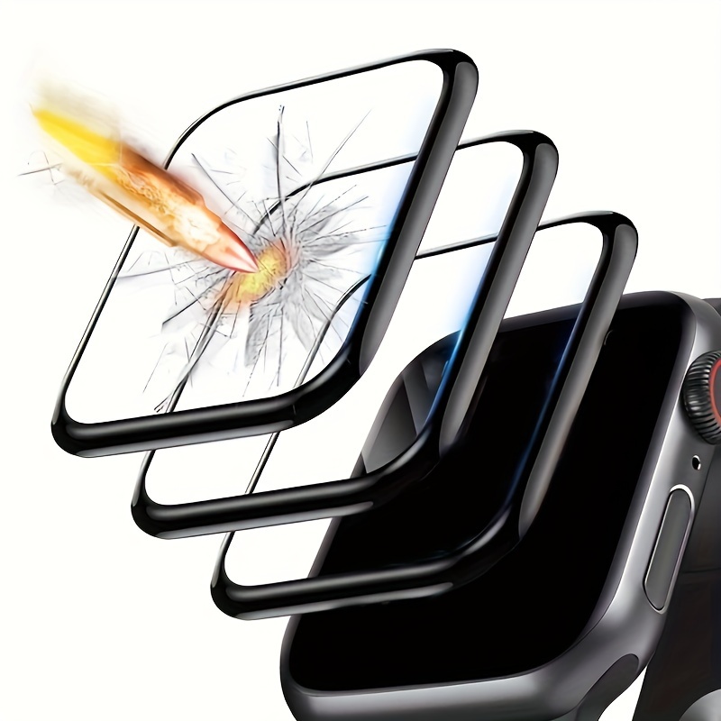 3pcs High-Definition Full-Screen Protective Film with Arc Design and Carbon Fiber Style - Durable Plastic, Glossy Finish, Scratch-Resistant for Apple Watch - Compatible with 38/40/42/41/44/45/46/49mm, Watch Protection | Modern Watch Design | Glossy Finish