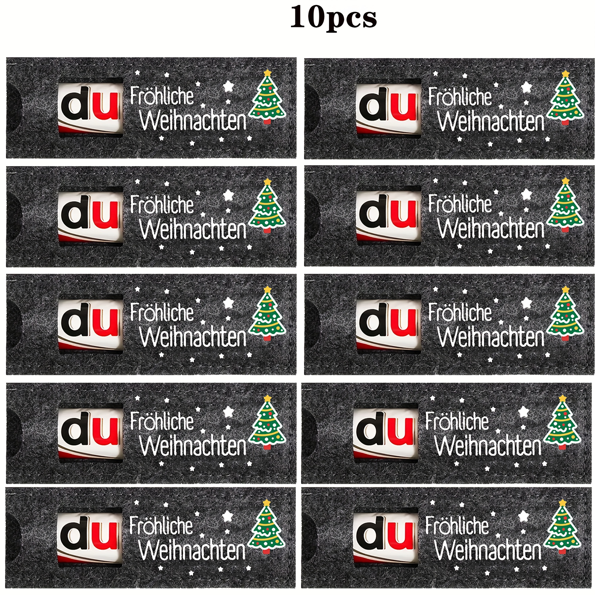 TEMU German Felt Gift Bags - "frohe Weihnachten" (merry Christmas) Design With Christmas Tree Pattern - Suitable For Chocolate Packaging, Christmas