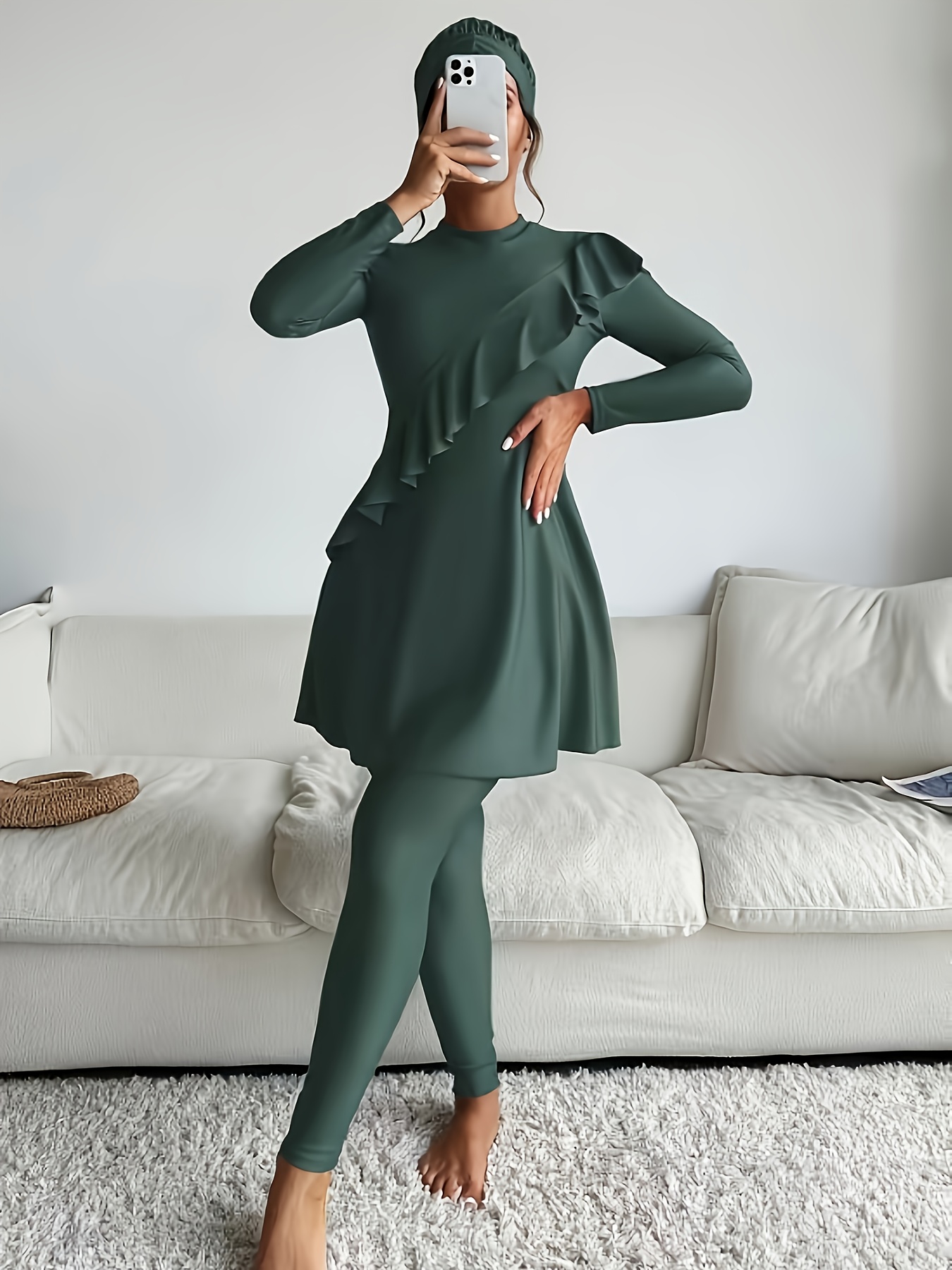 chinese dress ladies Ladies Modest Tiered Swim Dress main image 0