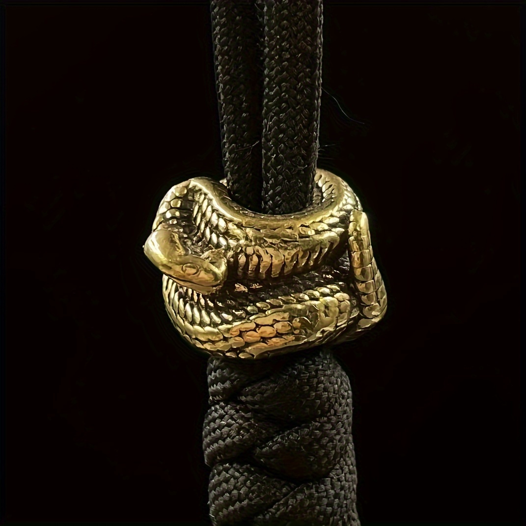 

Funky Brass Zodiac Snake Keychain - Python & Coiled Design, Pure Metal Edc Paracord Knife Charm For Men - Halloween & Christmas