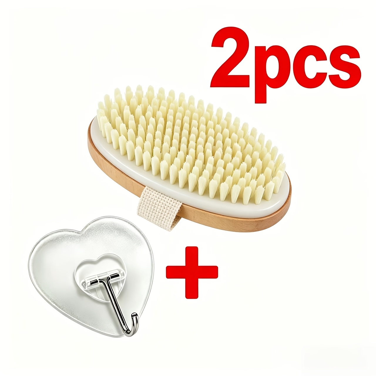 TEMU Brush With Hook, Exfoliating Bath Scrub Brush And Spa Massager, Suitable For Wet And Dry Skin, Ergonomic Non-slip Handle, Prevents Ingrown Hair,