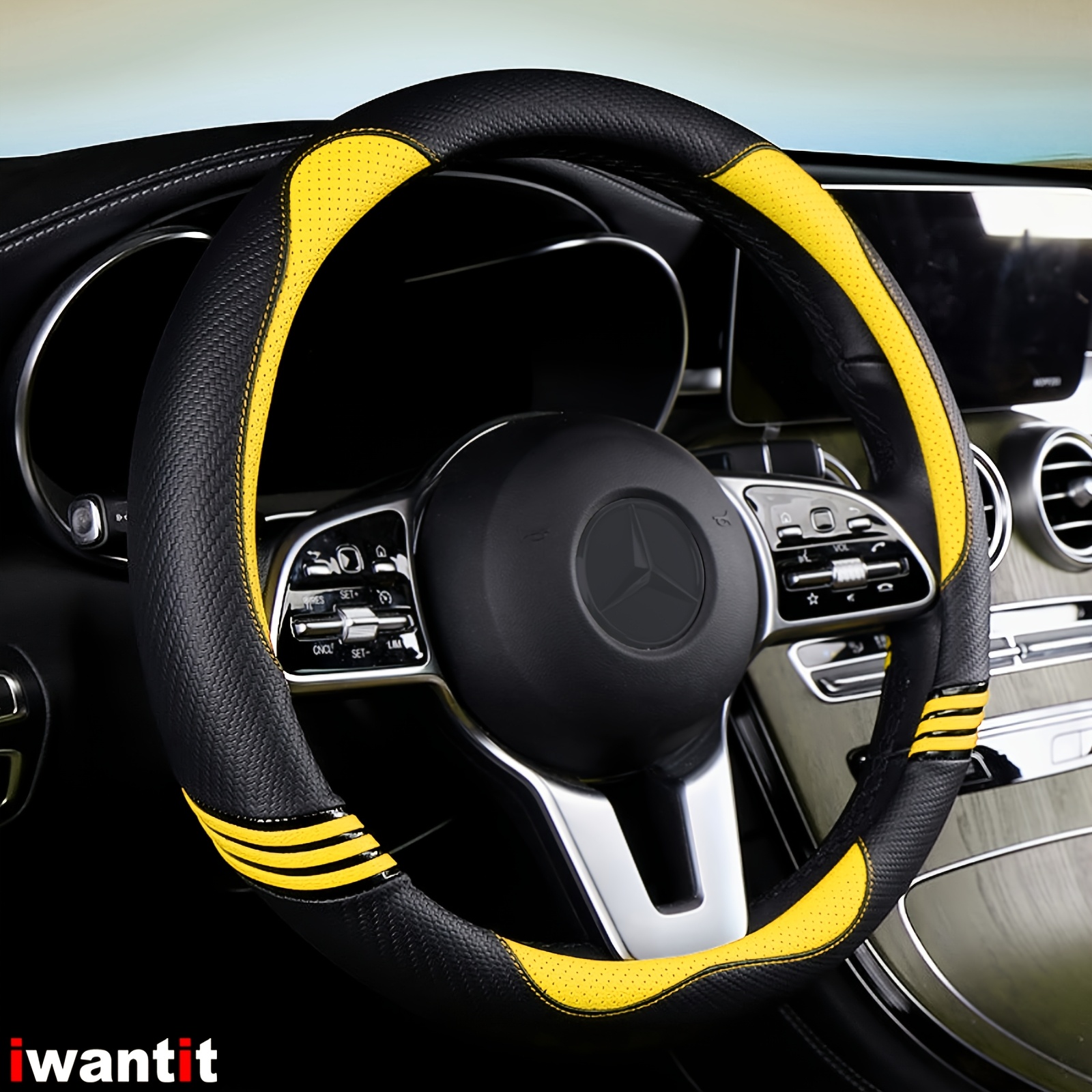steering wheel cover carbon fiber pu pu leather anti - Temu