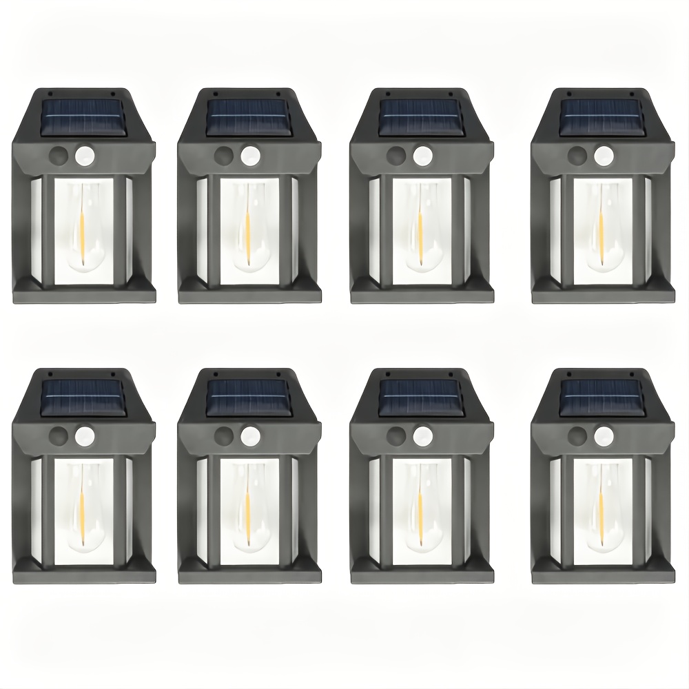 TEMU 8pcs Bande Lumineuse Murale Solaire Extérieure avec Détecteur de Mouvement, Lampes de Jardin; Appliques Murales Extérieures avec d'Éclairage;