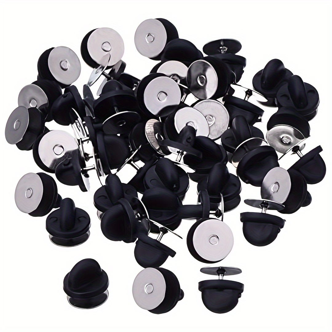 

40pairs Rubber Blank Pin Backs Butterfly Clutch Backings Holder Tie Keepers Replacement With 9mm Length 10mm Width Lapel Enamel Pins For Craft Making