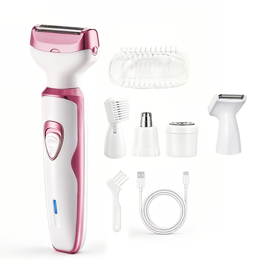 TEMU Women's Multi-functional Electric Hair Remover Set, Usb Charging Type, Suitable For Removing Hair From Eyebrows, Nose, Face, Legs And Other