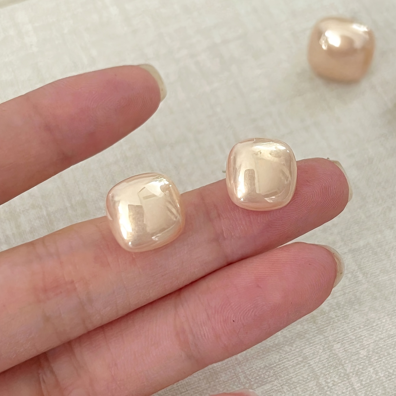 3 Pairs Geometric Square Dumpling Bead Earrings Set