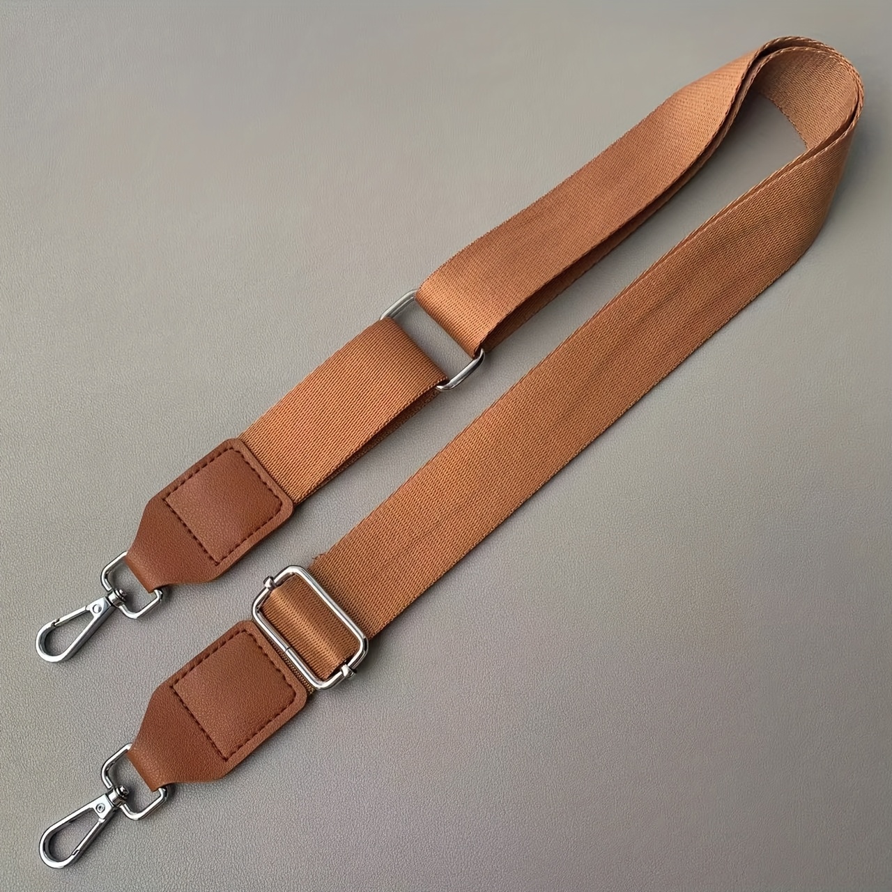 TEMU 3.8cm Widened Solid Crossbody Extended Strap, Length Adjustable Extension Bag Strap, Brown Replaceable Luggage Strap, Shoulder Strap Additions