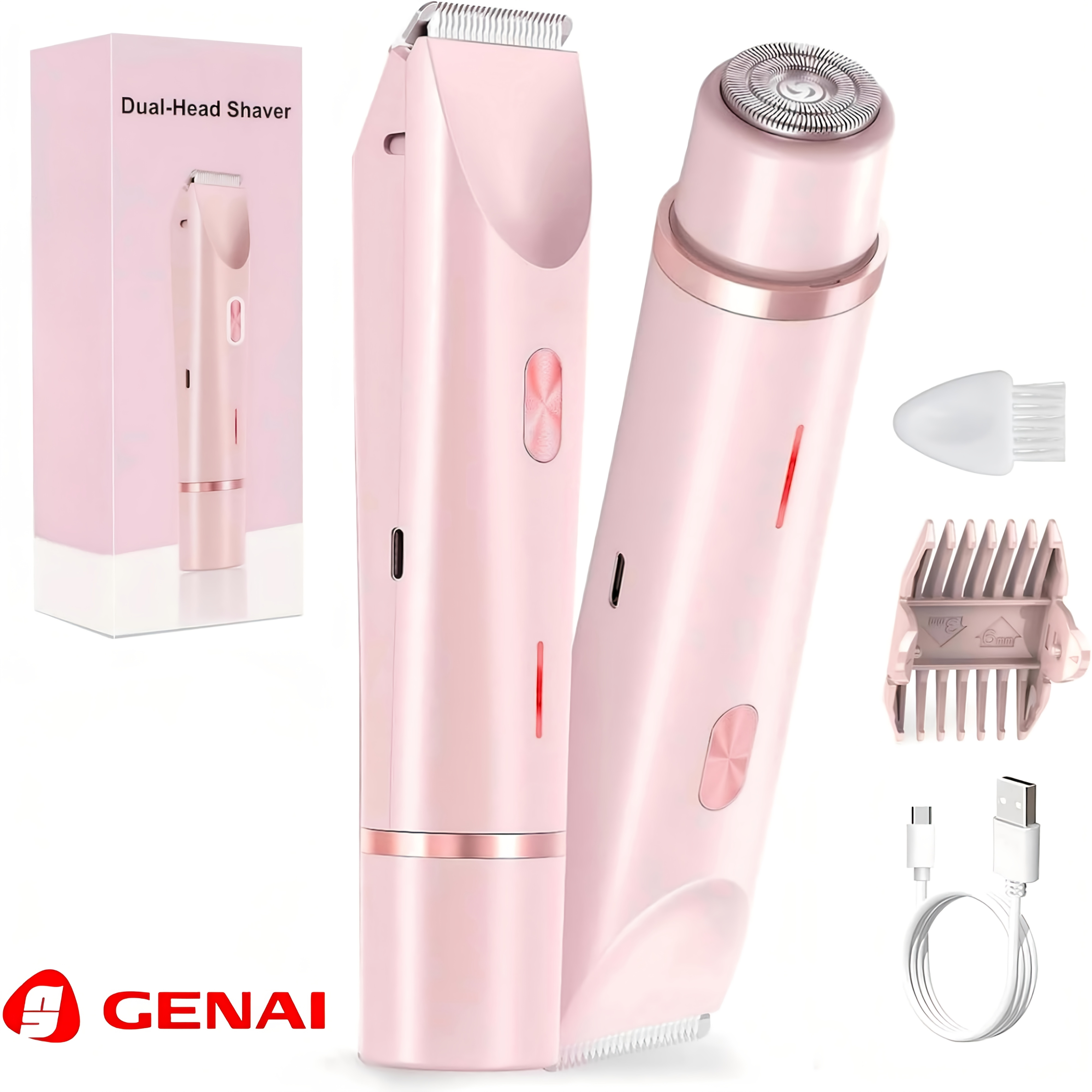   1pc womens 2 in 1 electric hair remover suitable for bikini line armpits legs   face usb rechargeable wet dry shaver with facial trimmer a portable durable multifunctional beauty device perfect gift for womens grooming