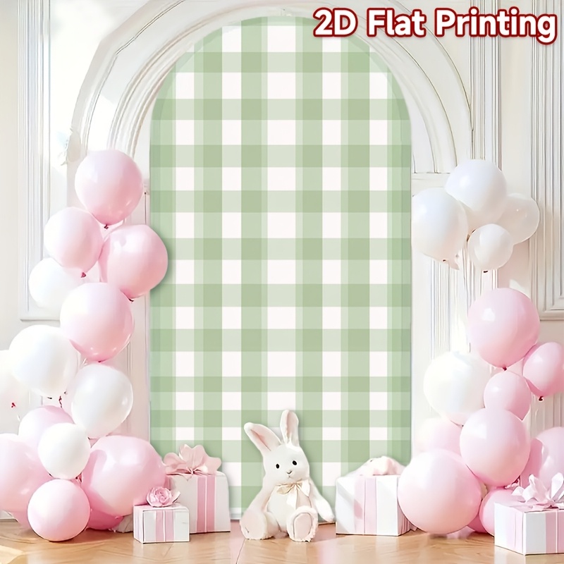 TEMU de de a cuadros verdes y blancos 2D , 1 pieza - Panel de ventana de una cara adecuado para fiestas, , baby showers, decoraciones de para fotos -