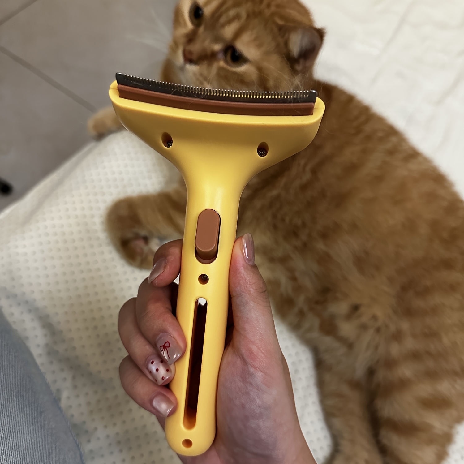 Image of 1pc Deshedding Tool For Dogs - Wide Curved Brush For Effortless Pet Deshedding, Loose Hair Remover For