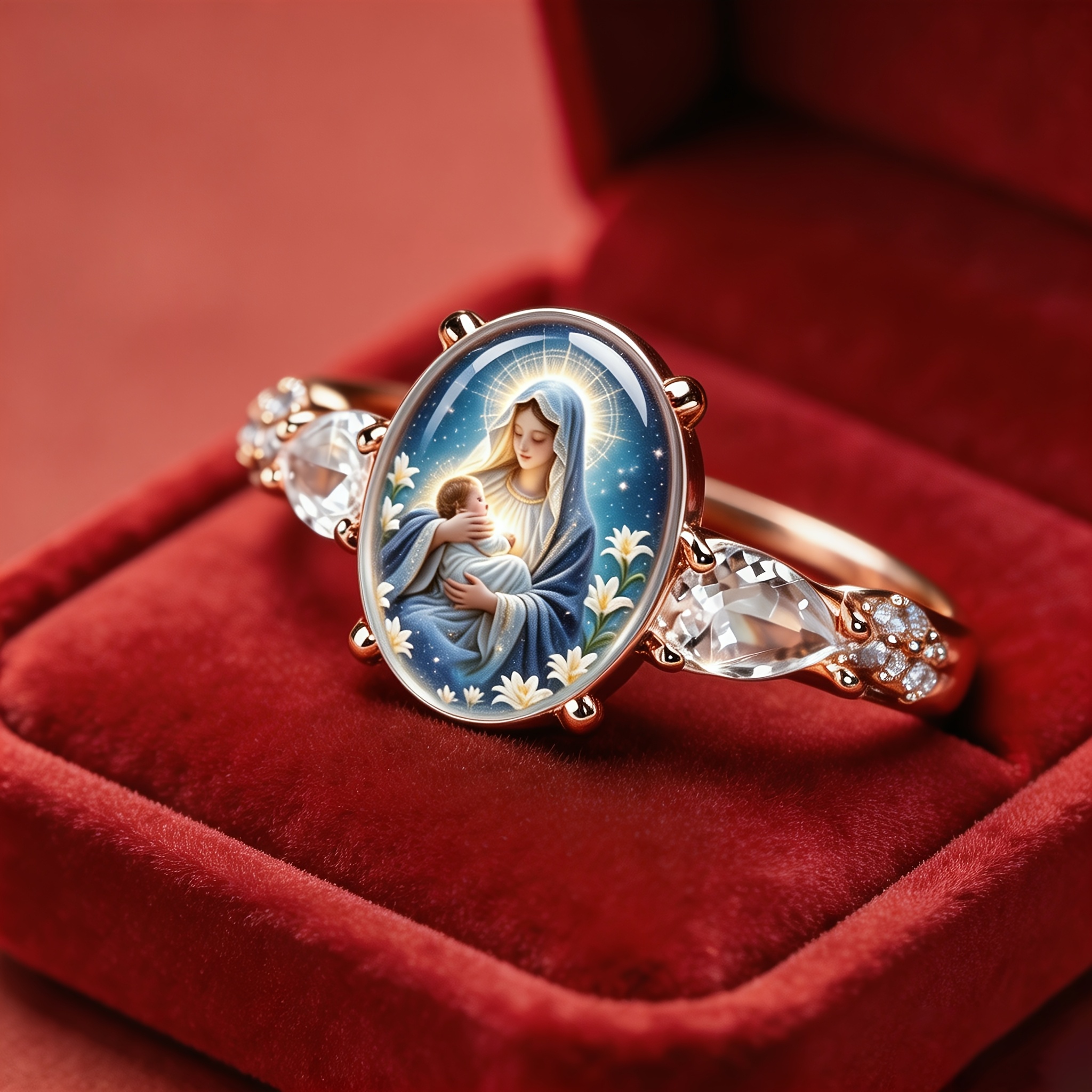 Bohemian Style Saint Pattern Women's Fashion Ring, Hypoallergenic