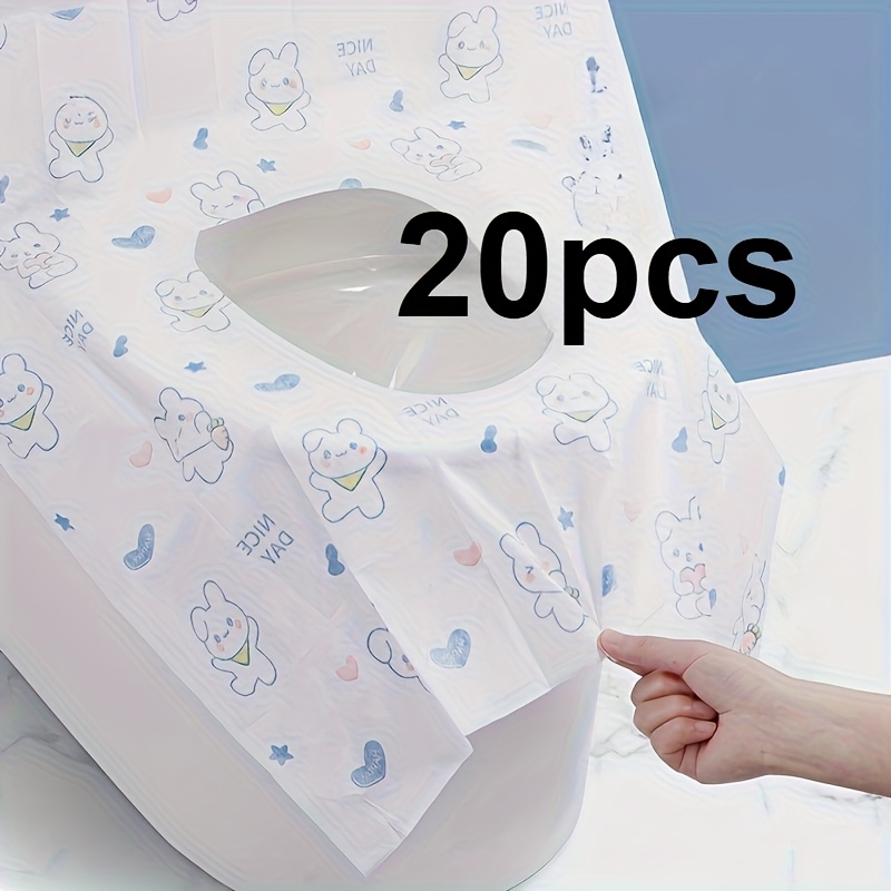 E-shop 20 Stück Niedliche Cartoon-Toilettensitzbezüge – Wasserdicht, Schmutzabweisend, Leicht zu Reinigen, Tragbarer Reiseschutz mit Starkem Kleber,