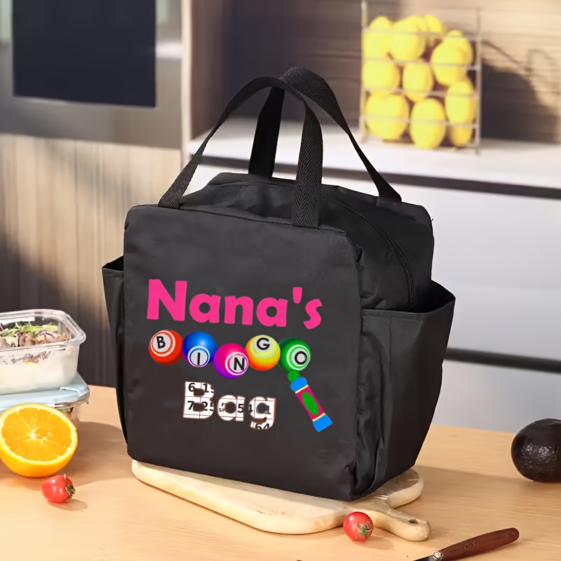 TEMU Personalized Bingo Game Tote Bag - Custom Name Bingo Bag, Women's Handbag, Lightweight Zippered Storage Pouch For Men And Women, Birthday Party