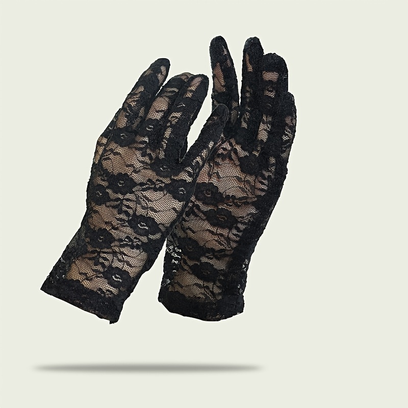 TEMU Summer Women's Short Flower Lace Gloves Driving Thin Edition Refers To Bridal Wedding Etiquette Gloves
