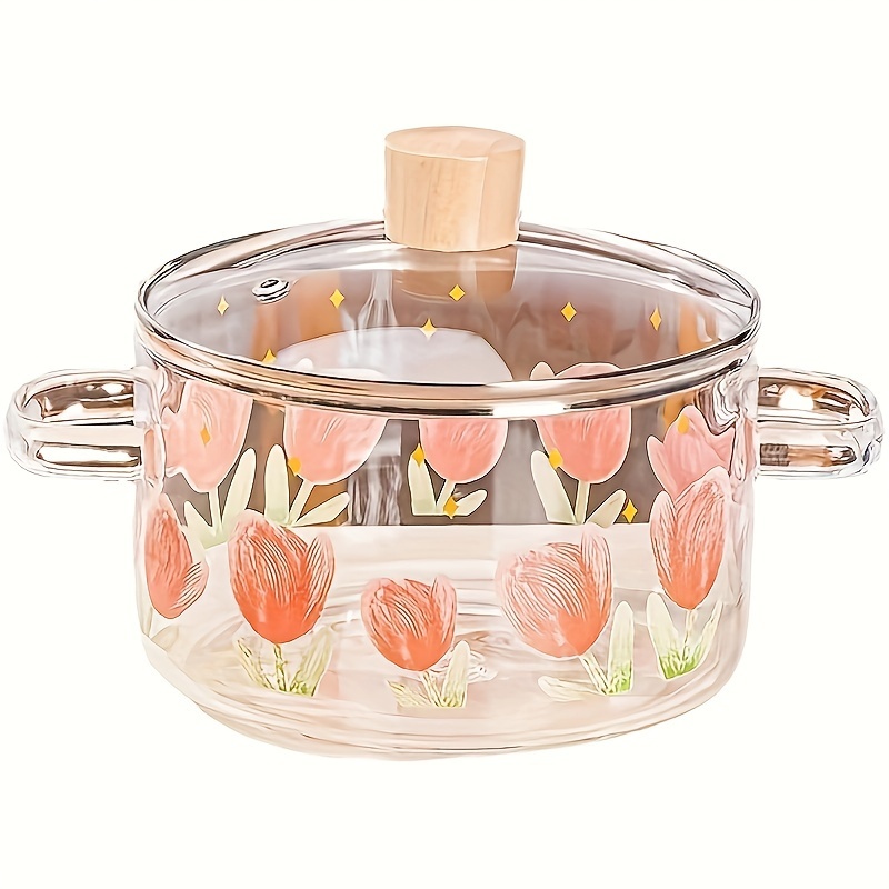 

Pot à soupe en verre borosilicate tulipe imprimé, 23,0CM/9po, convenable pour les cuisinières à induction, 1700ml/57oz