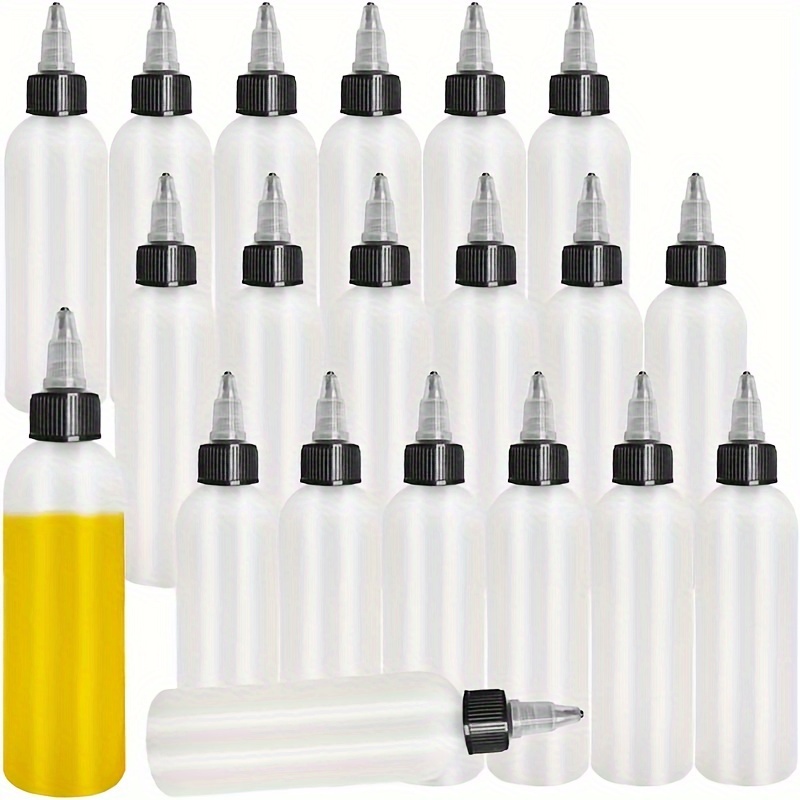 

10-pack 4oz Pet Squeeze Dispensing Bottles With Precision Tip Caps, Hand Wash Only, Round Shape, Ideal For Oils, Liquids, Inks, Arts & Crafts, Food-safe Kitchen Tool