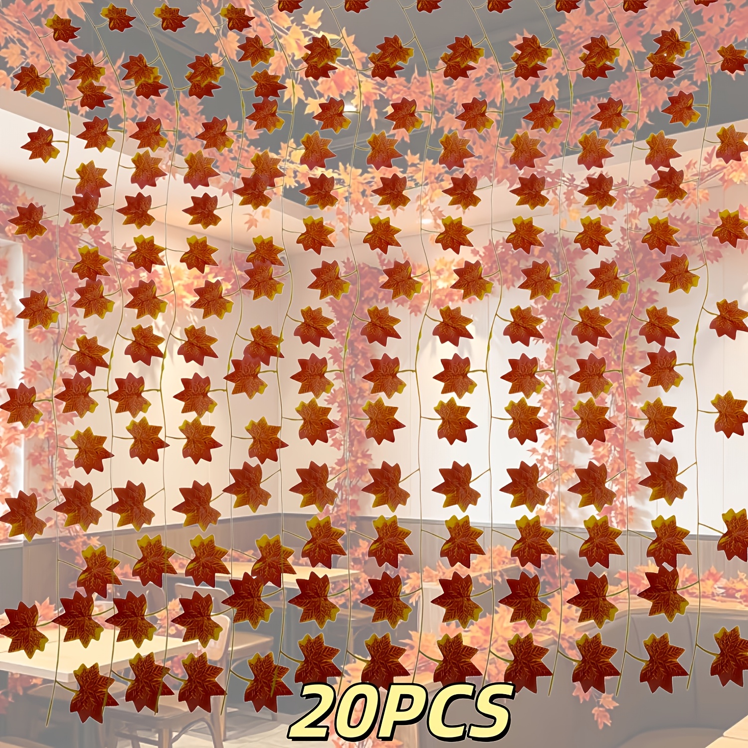TEMU 20 piezas de enredaderas artificiales de hojas de de otoño, hojas de realistas, llenas de , adecuadas para Halloween, fiestas de otoño, ,