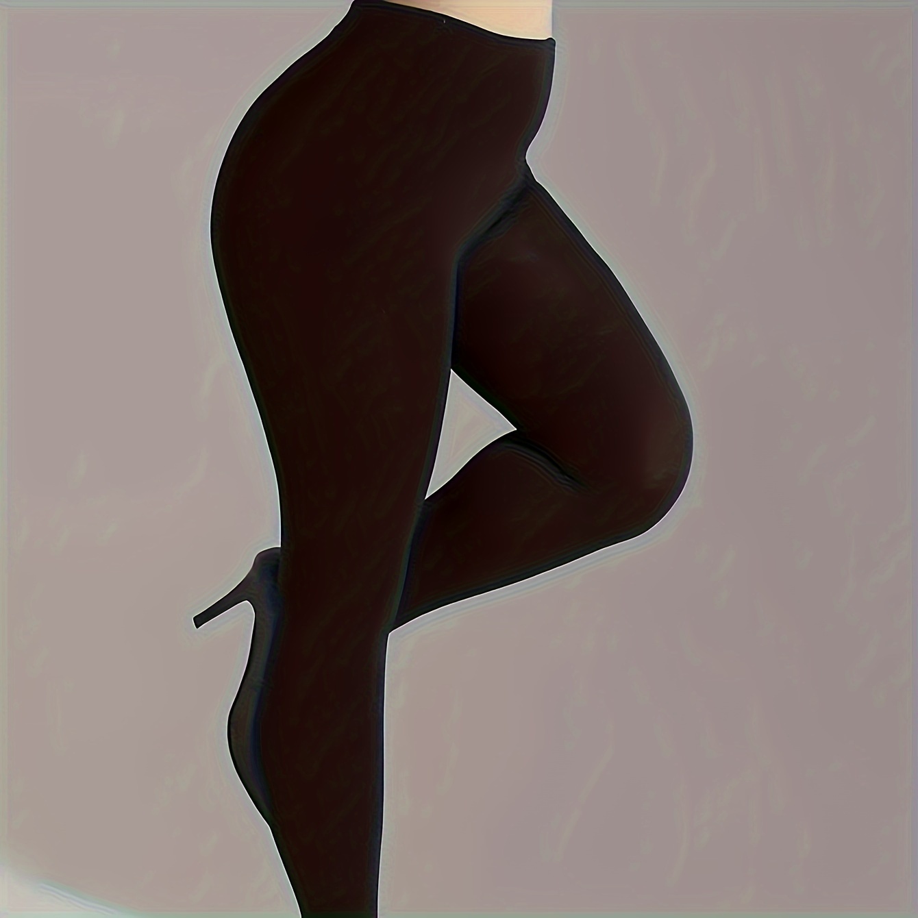 Women's Plus Casual Tights, Plus Size Solid Opaque High Waist Stretchy Slimming Pantyhose For Fall & Winter