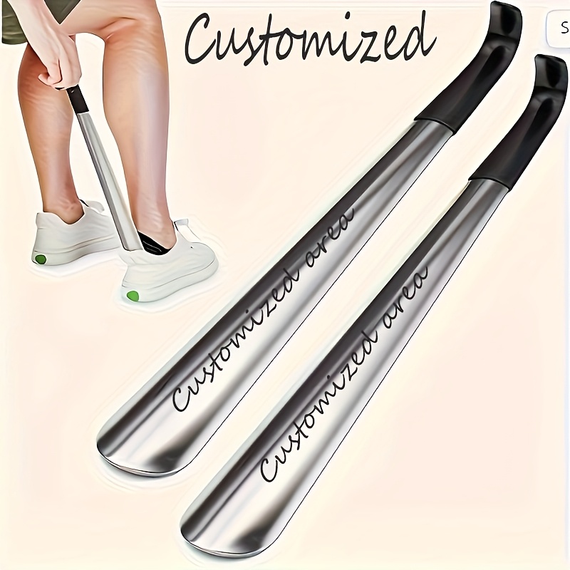 TEMU Custom Shoe Horn With , Handle - Durable Stainless Steel Shoe Horn For Seniors And People With Mobility - Modern Shoe Aid Tool, Elderly Footwear