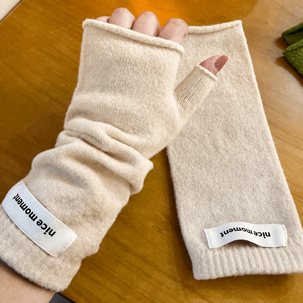 Image of Women's Fingerless Gloves, Thick Warm Winter Wrist Warmers, Half Finger Gloves For Typing, Driving, Office And Outdoor Wear