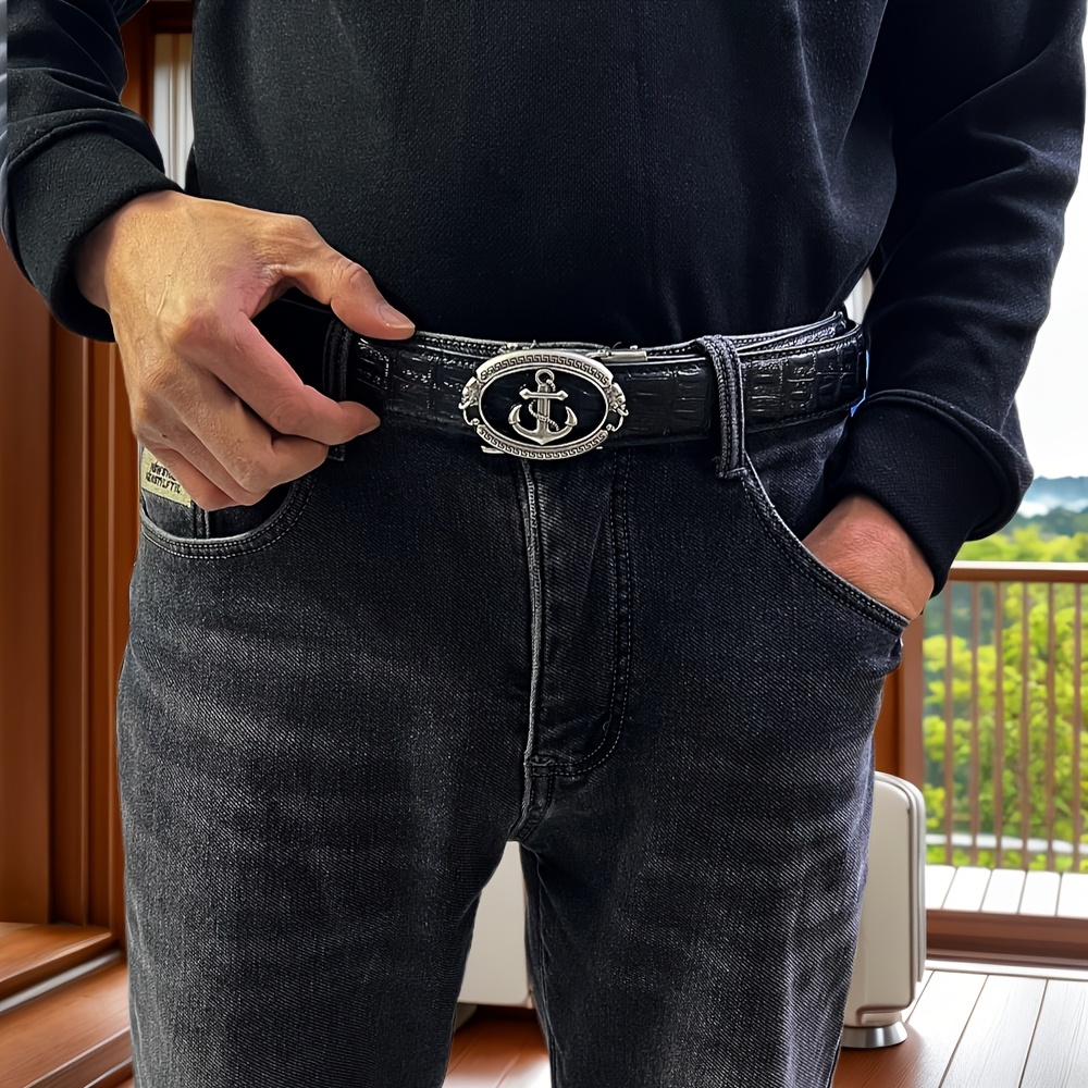 Men's Casual Automatic Buckle Leather Belt