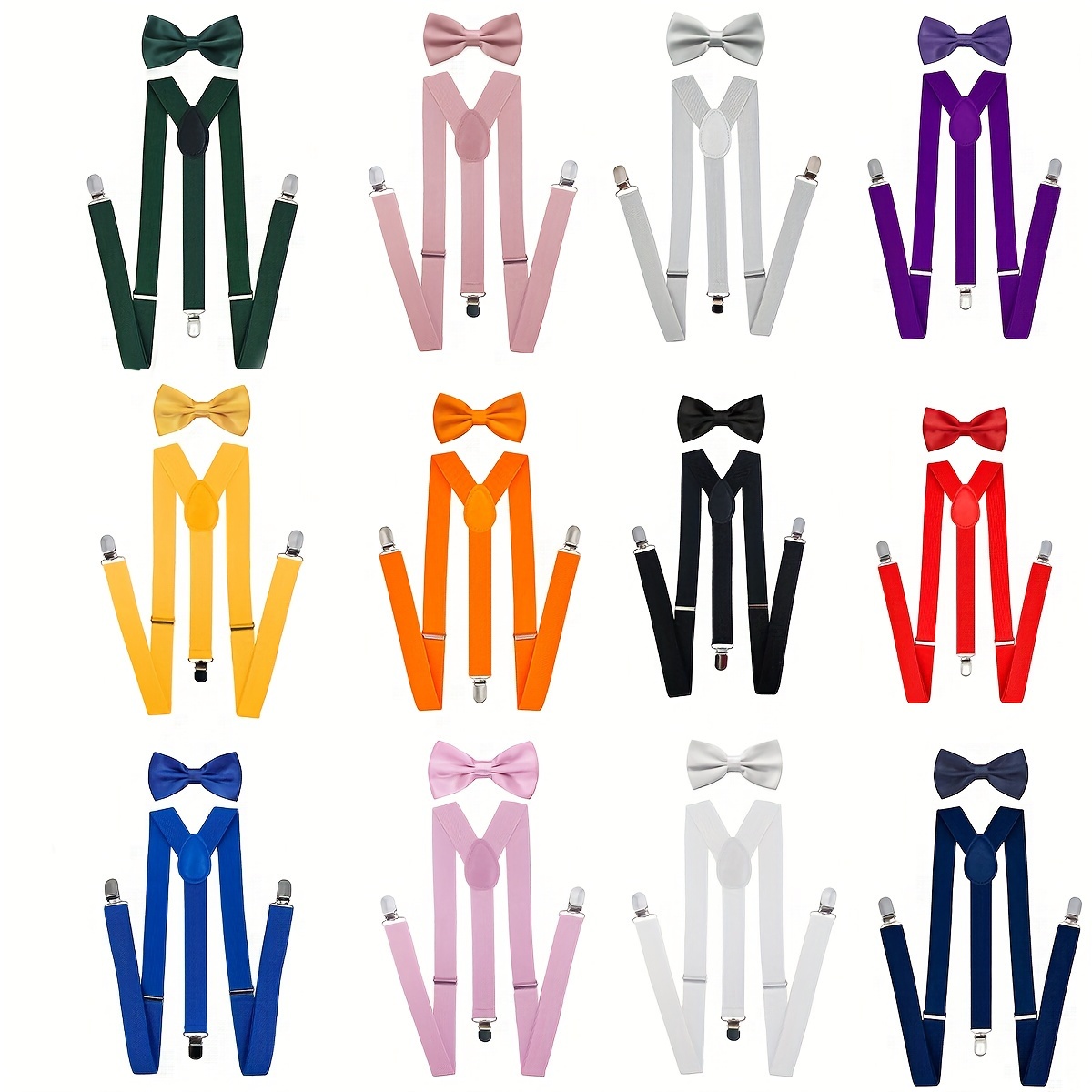 

Polyester Woven Suspenders And Bow Tie Set - Classic Y-back Design, Medium Stretch Elastic, Adjustable Length, Basic Style For Formal Occasions