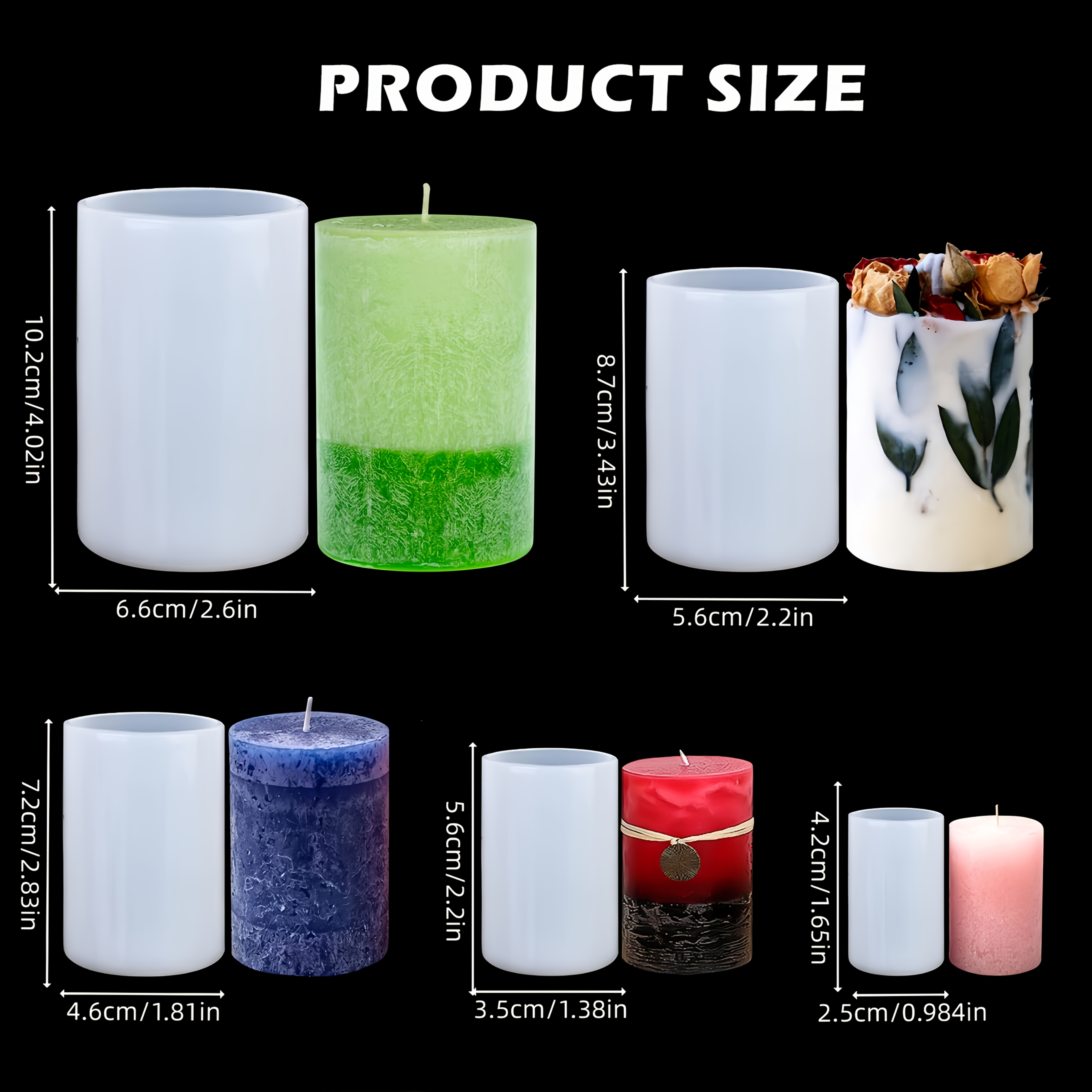 E-shop 5-teiliges Zylinder-Kerzenformen-Set, Duftkerzen-Bastelset, geeignet für DIY-Aromatherapie-Kerzen, ideal für Bastelbegeisterte,