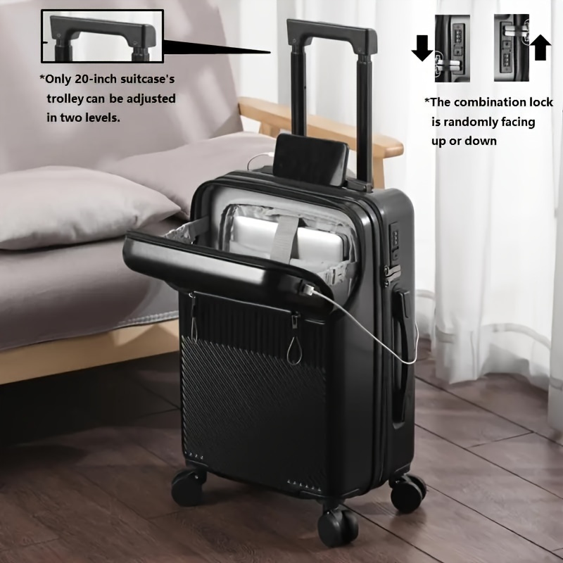 TEMU Valise 20 pouces, Valise de voyage à plateau de fonction, Valise à roulettes avec serrure à code et roues, Convient pour un usage sac , Grande