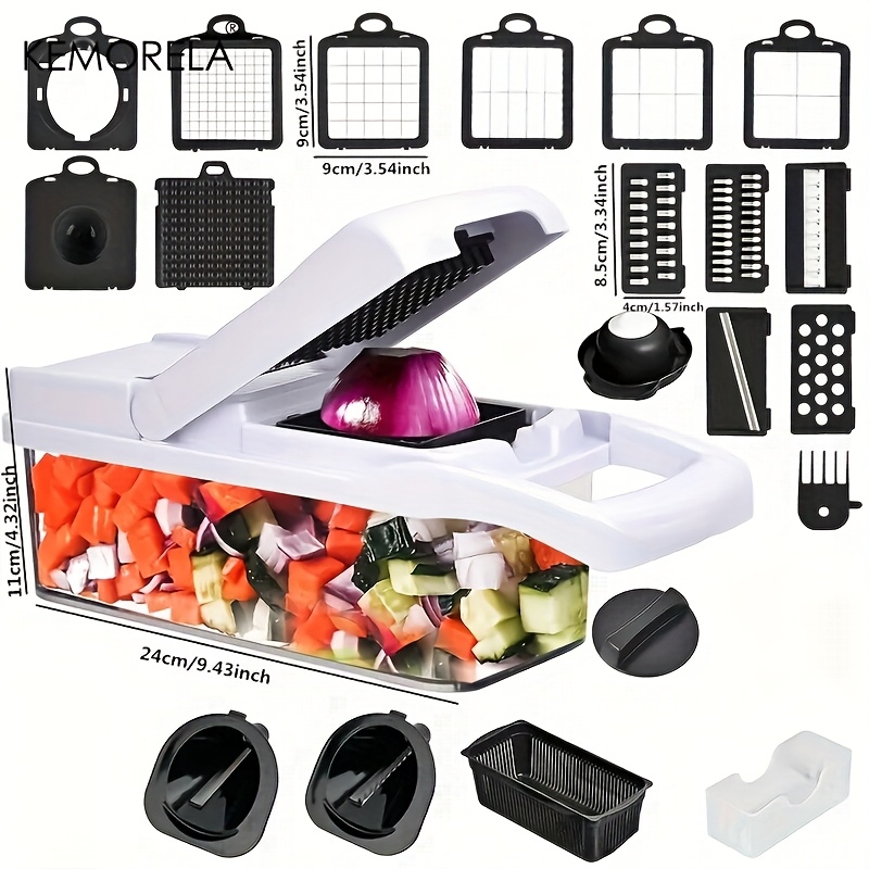 E-shop KEMORELA 1 Set, 22In1/ 15In1, Gemüseschneider, Multifunktionaler Obstschneider, Manueller Reibe, Gemüseschneider, mit Behälter, Zwiebelhacker,