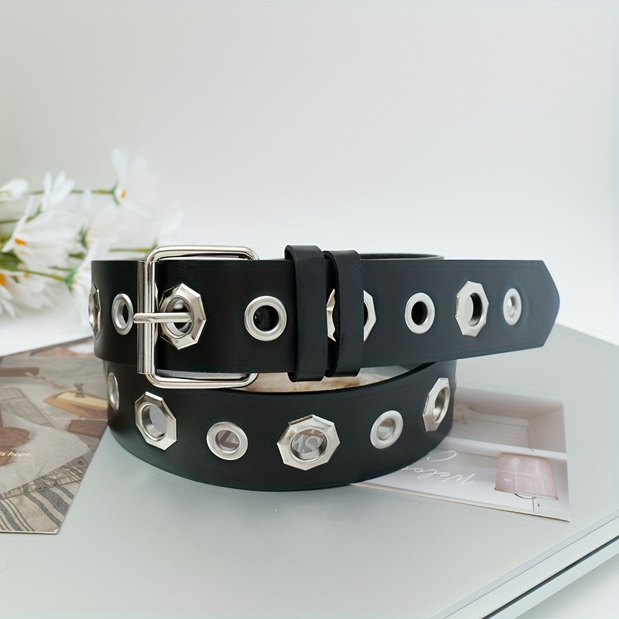 Punk Style Studded Women's Belt Faux Leather Hollow Out Decorative