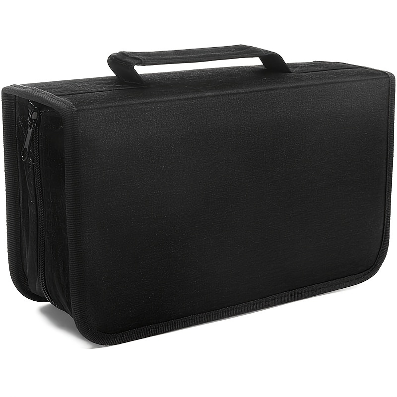 TEMU Organisateur pour 128 boîtiers DVD, grand sac de rangement pour CDs, boîte de rangement pour DVD, sac zippé portable, étui pour CDs/DVDs,