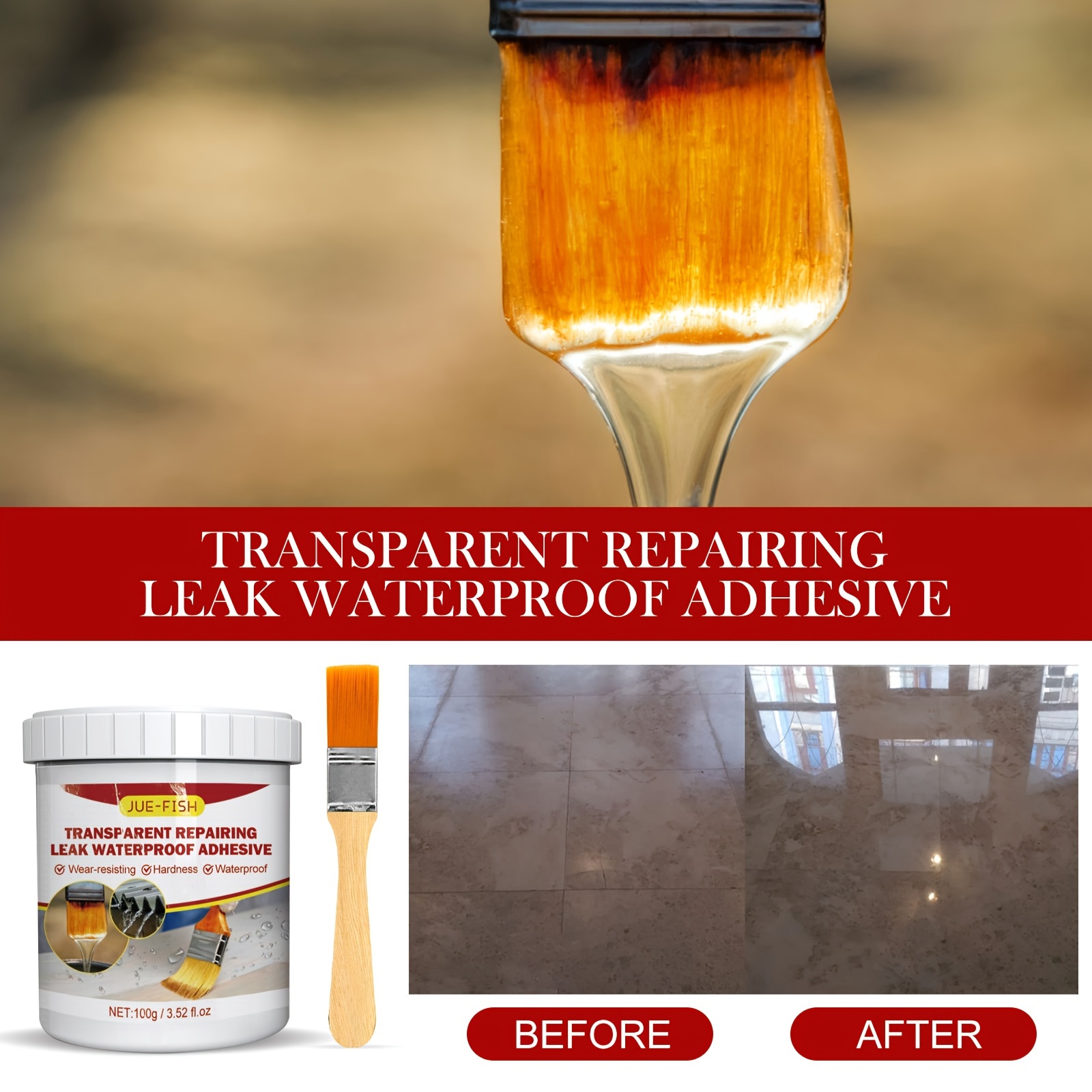 

1pc Waterproof Glue Leakproof Paint Transparent Leak Repair Bathroom Floor Permeable Waterproof Agent Refurbished Bright 100g