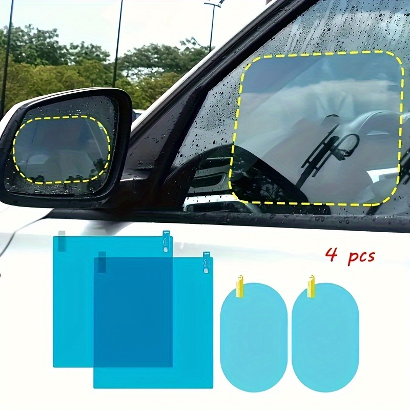 

4 Pcs Store Glass Rainproof Film - Enhance Rearview Vision, Anti-fog Pet Protection - Durable Side Window Accessories