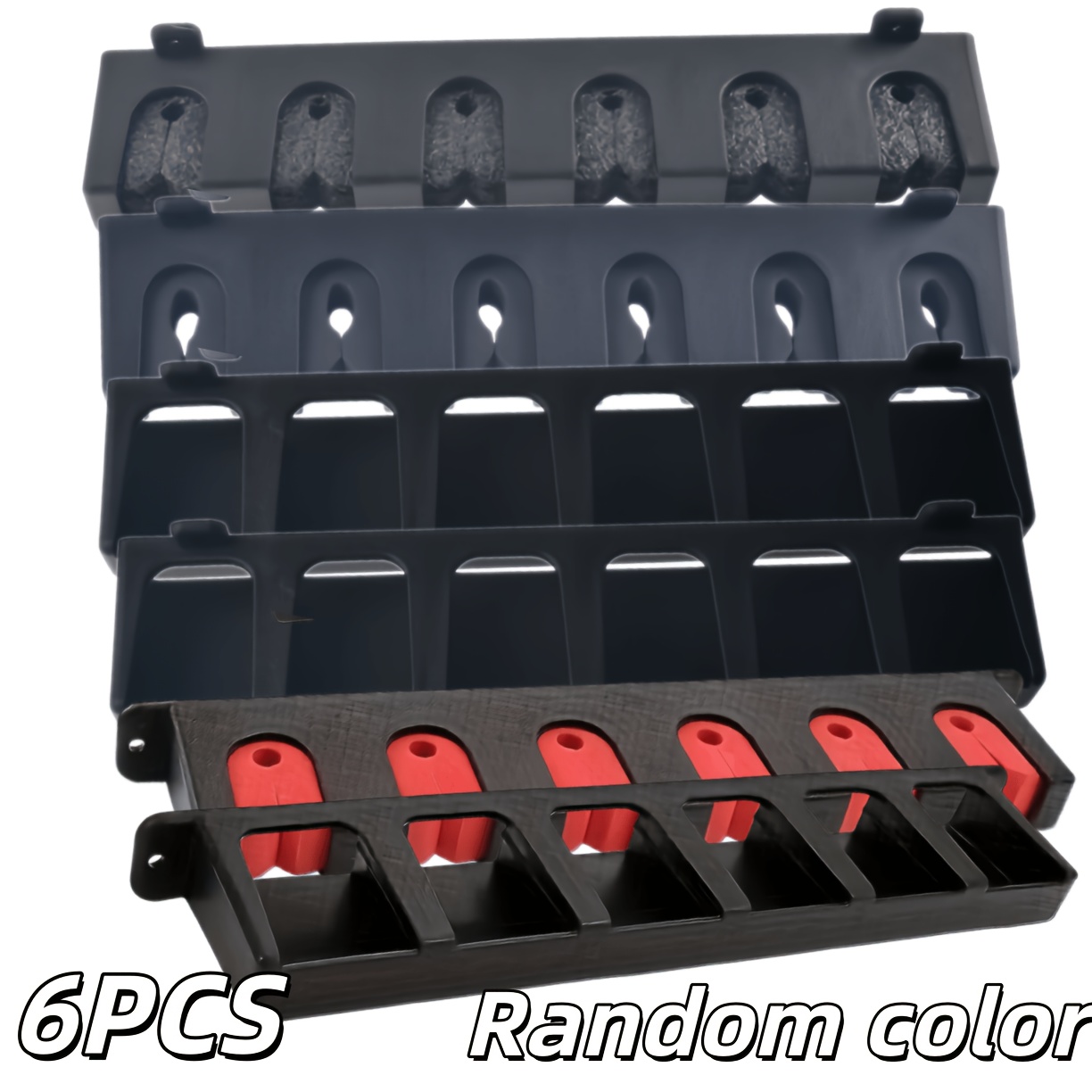TEMU 4pcs/6pcs Rod Holders Wall-mounted, High-density Foam Handle Storage Box, Multi-compartment Design, Suitable For Garage And Sports Equipment