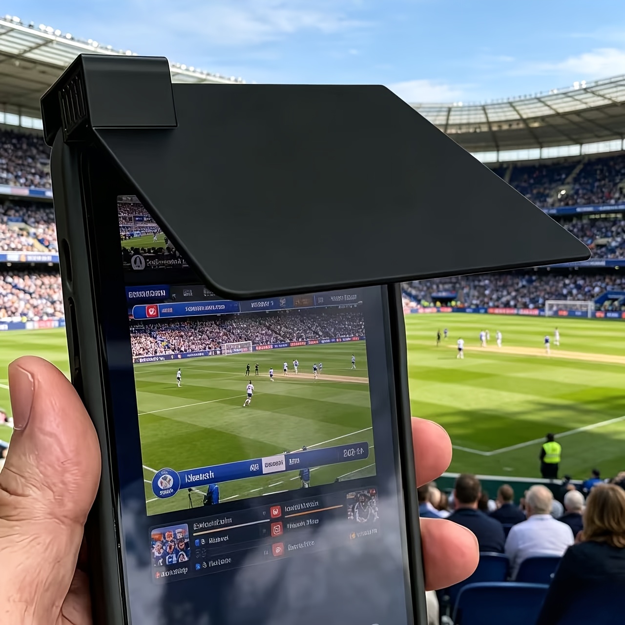 the phone sunshade is a practical accessory designed to enhance screen visibility under   it   reduces sunlight glare allowing   to view the screen     in direct sunlight