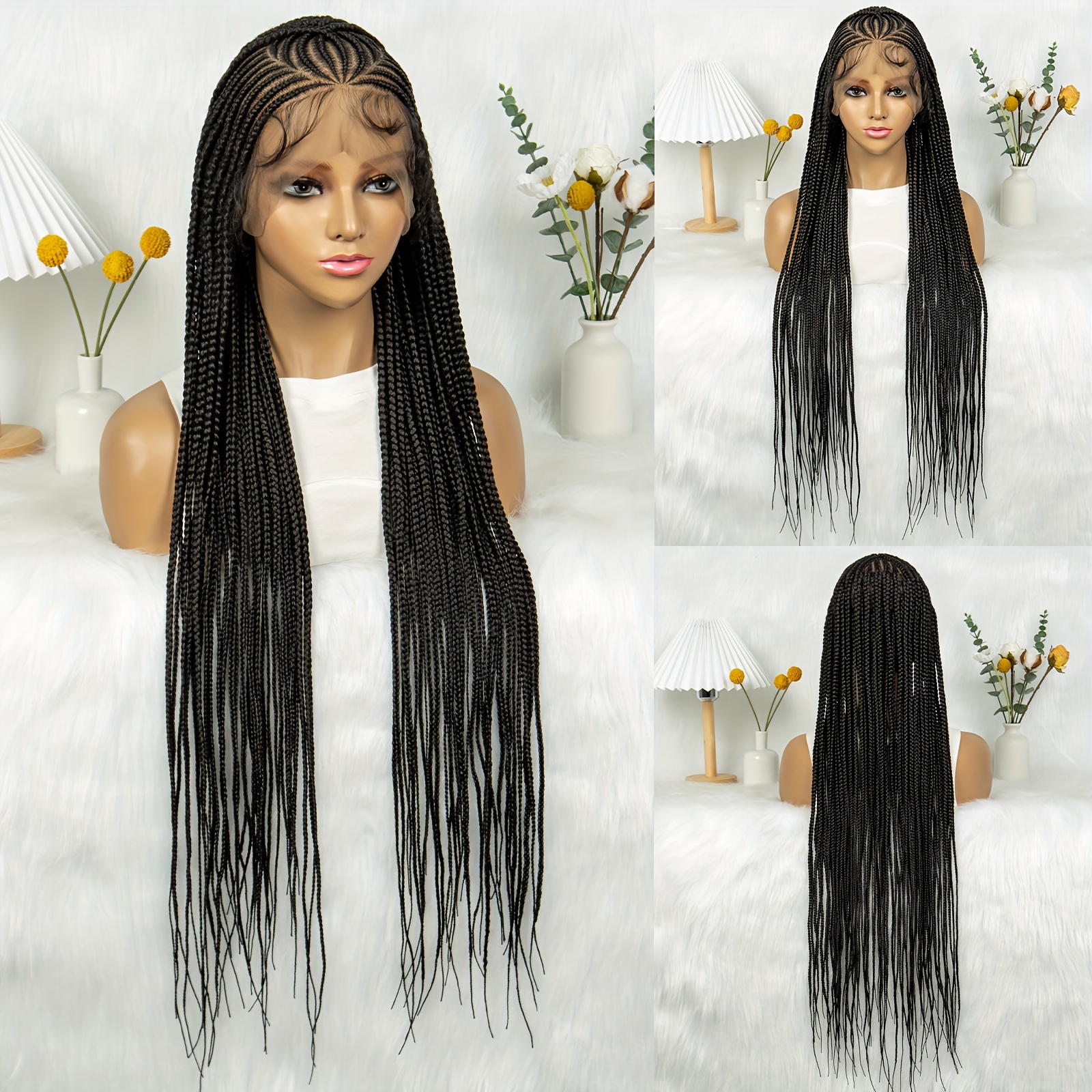 

Full Lace Braided Wig: 200% Density, Straight Hair, And Full Lace Design For Women