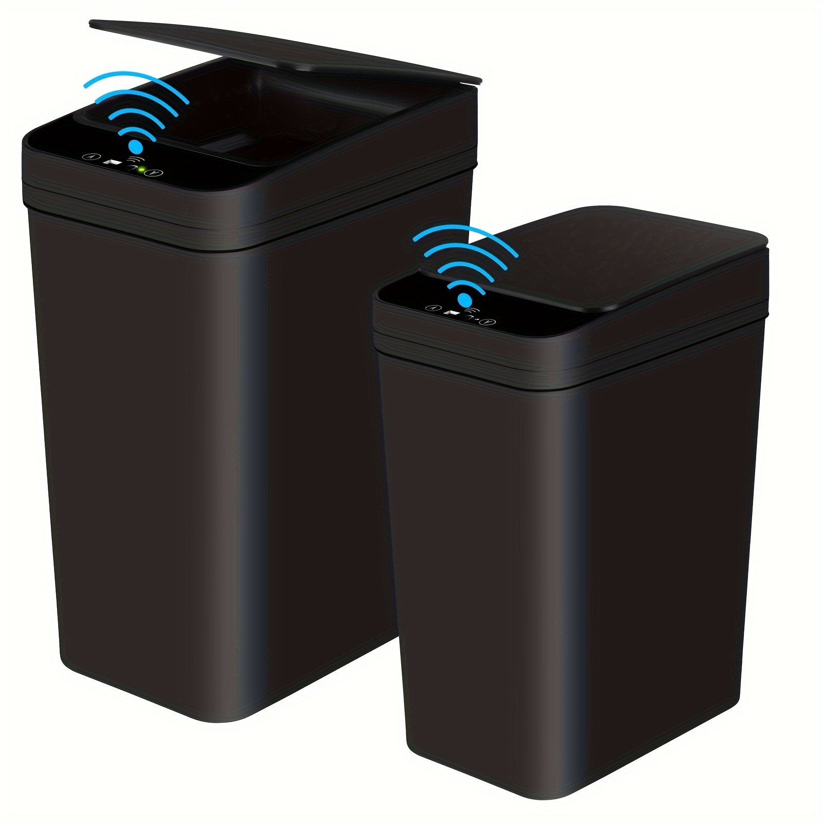 

2 Pack 2.2 Gal & 4 Gal Bathroom Automatic Trash Can Touchless Motion Sensor Small Garbage Can With Lid Smart Electric Narrow Waterproof Garbage Bin For Bedroom Office Kitchen (black)
