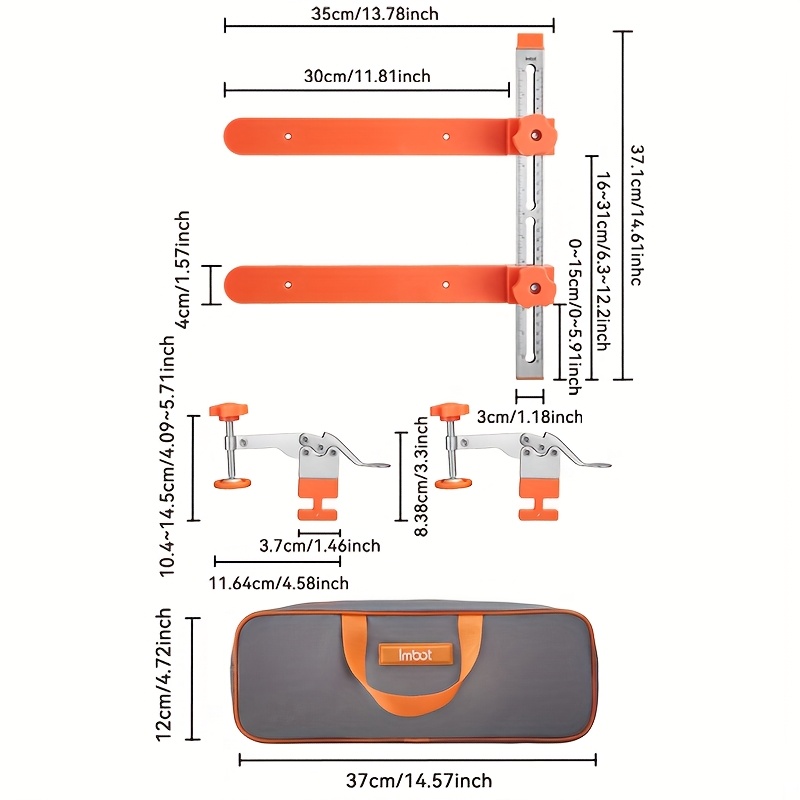 TEMU IMBOT de rails de tiroir, Gabarit de glissière de tiroir, Fixation de rail de tiroir de orange avec pince à commutateur et bras magnétique -