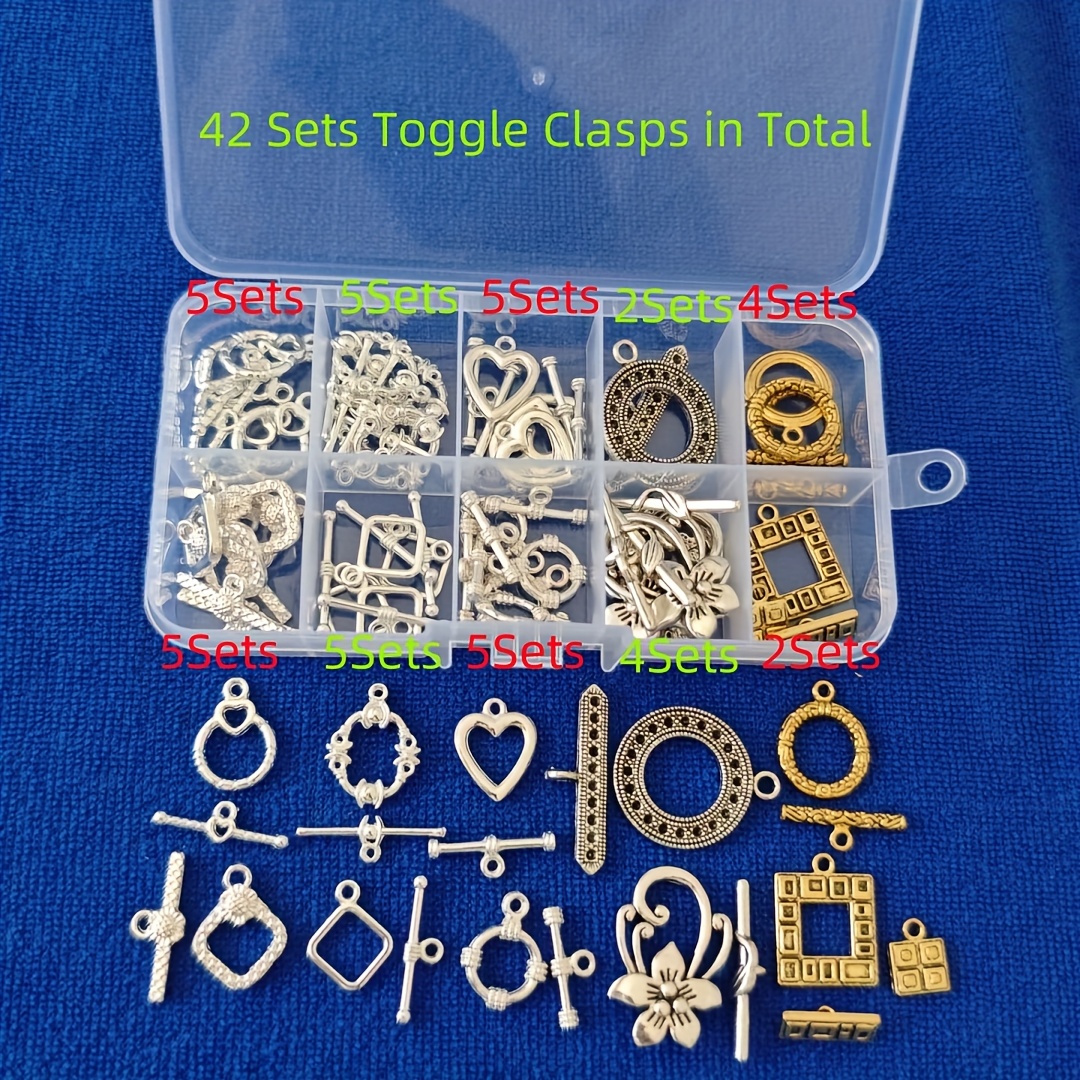 Image of 42 Sets Mixed Lots Colors Of Flower Toggle Clasps In Storage Box For Jewelry Making ( 3 Colors)